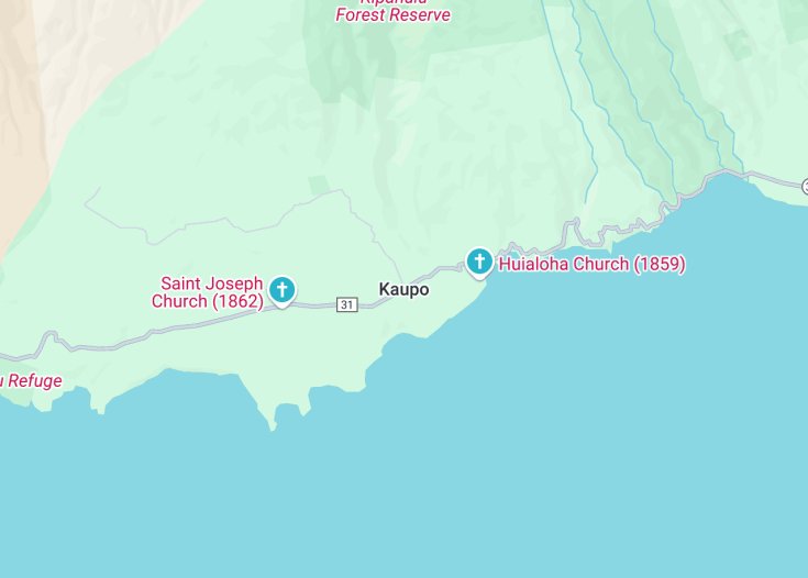 Map of Kaupo, Hawaii (USA)