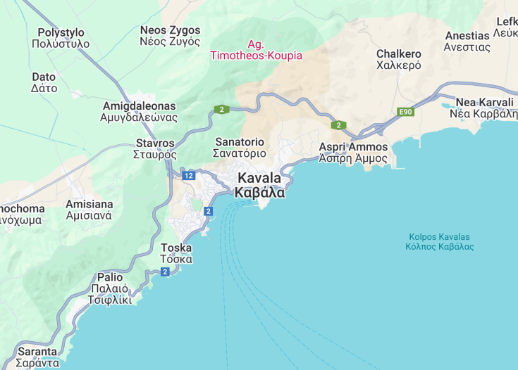 Map of Kavala, Greece