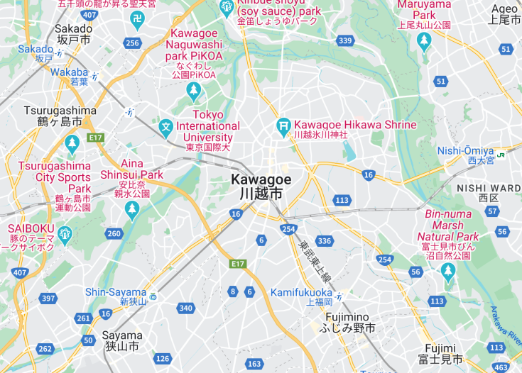 Map of Kawagoe, Japan