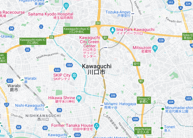 Map of Kawaguchi, Japan