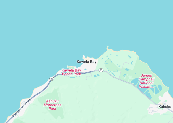 Map of Kawela Bay, Hawaii (USA)