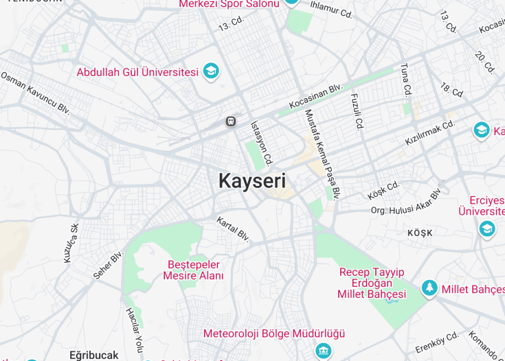 Map of Kayseri, Turkey