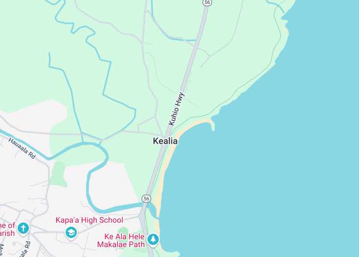 Map of Kealia Beach, Kapa’a