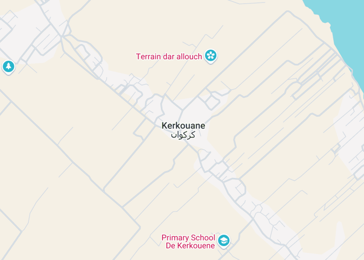 Map of Kerkouane, Tunisia