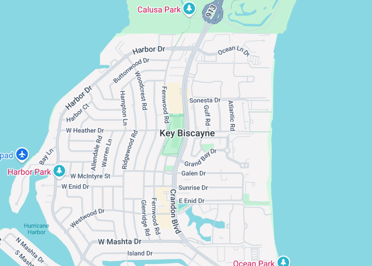 Map of Key Biscayne, Florida (USA)