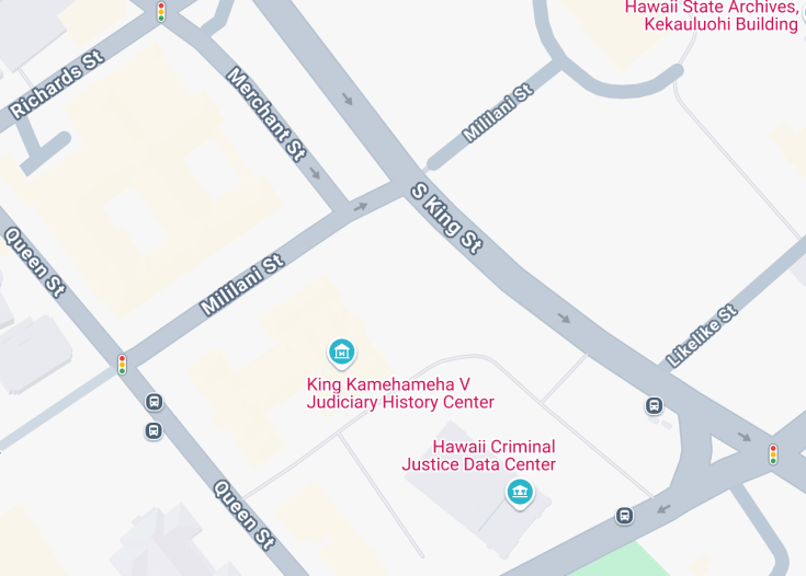 Map of King Kamehameha Statue, Honolulu