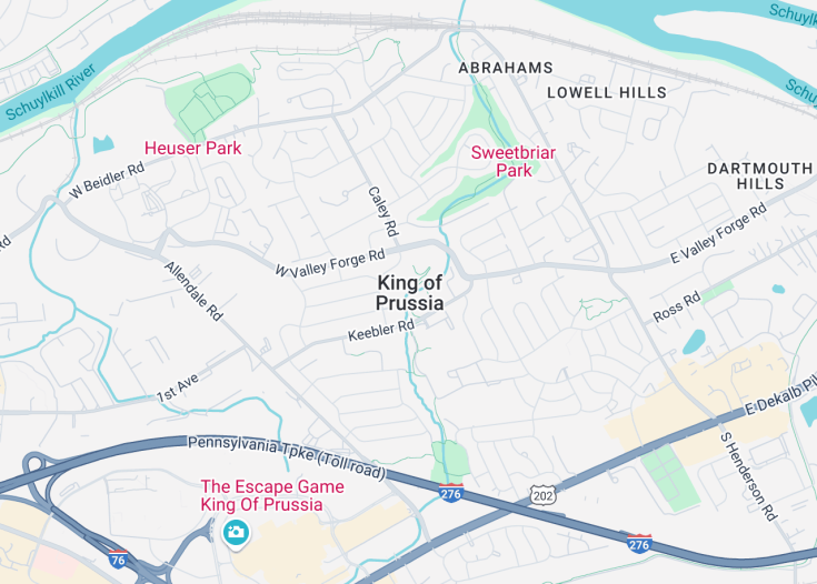 Map of King of Prussia, Pennsylvania (USA)