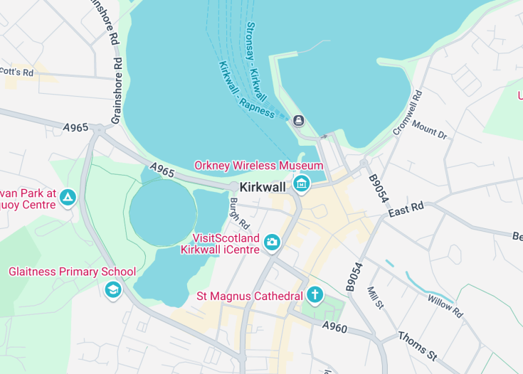 Map of Kirkwall, Scotland (United Kingdom)