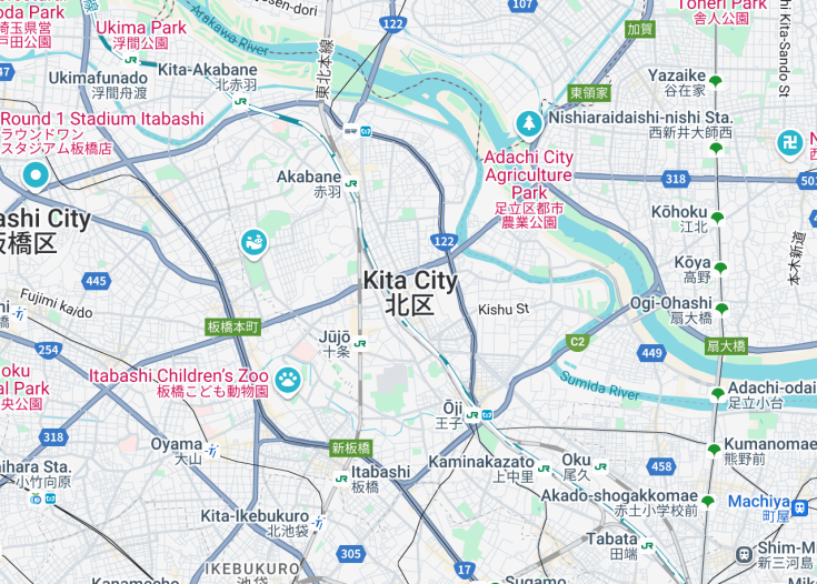 Map of Kita, Tokyo