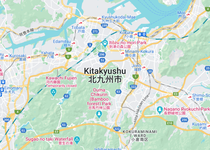 Map of Kitakyushu, Japan