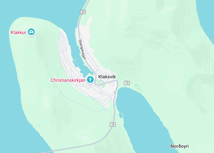 Map of Klaksvík, Faroe Islands (Denmark)