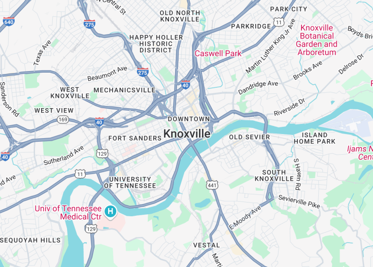 Map of Knoxville, Tennessee (USA)