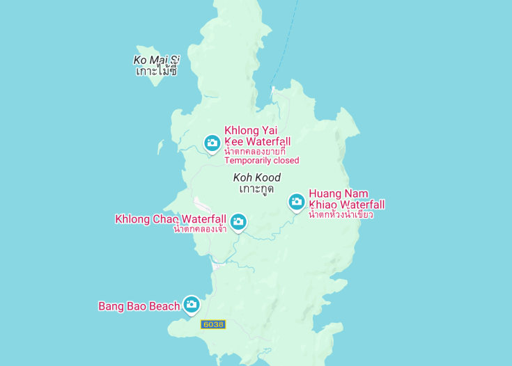 Map of Ko Kut (Koh Kood), Thailand