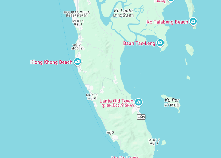 Map of Ko Lanta Yai, Thailand