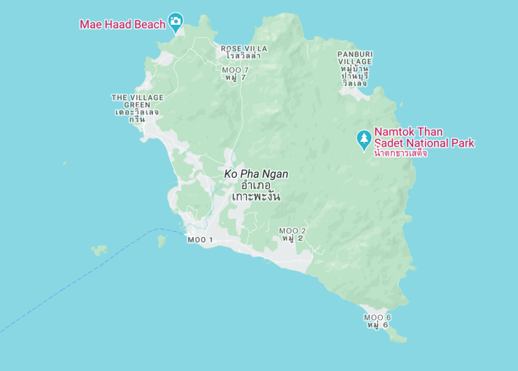 Map of Ko Pha Ngan, Thailand