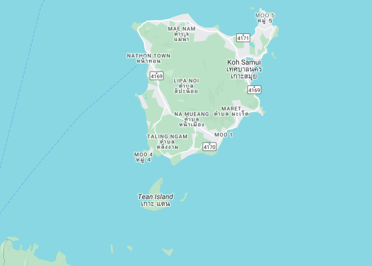 Map of Koh Samui, Thailand