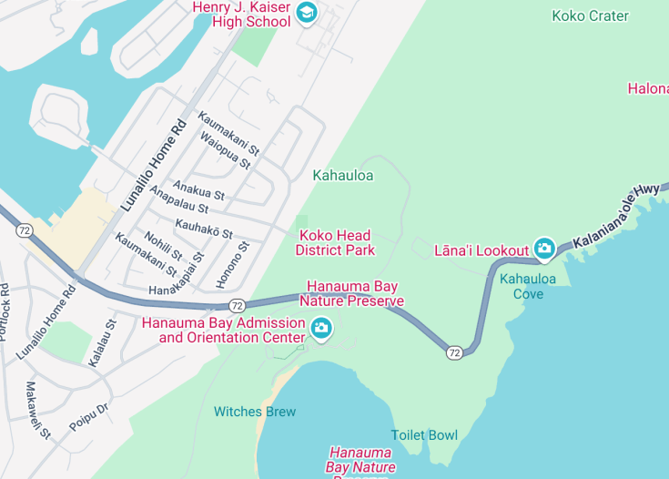 Map of Koko Head, Honolulu