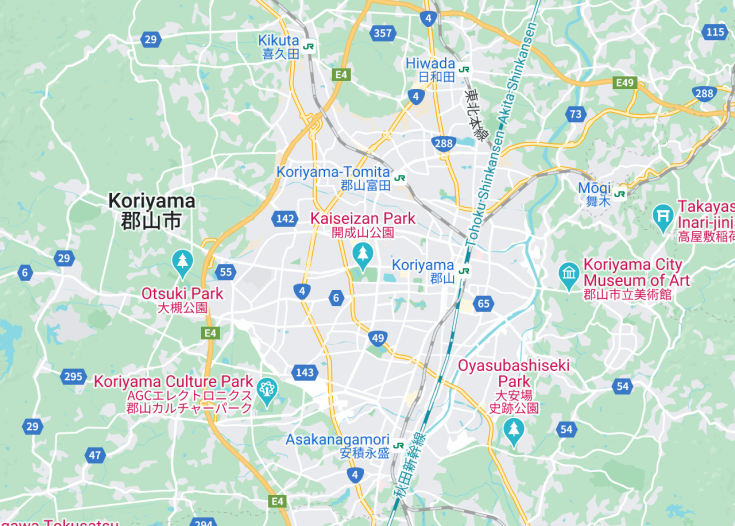 Map of Koriyama, Japan