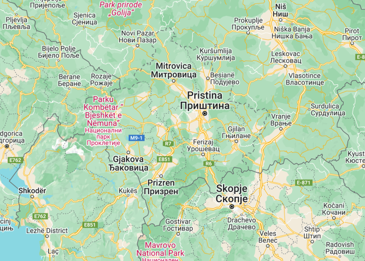 Map of Kosovo, 