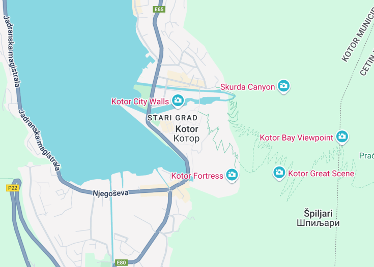 Map of Kotor, Montenegro