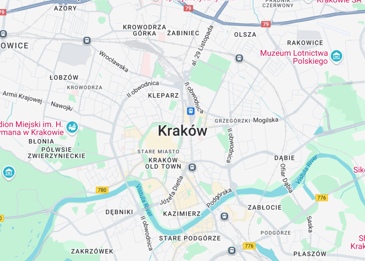 Map of Kraków, Poland