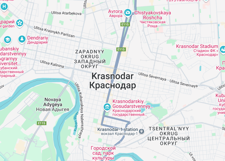 Map of Krasnodar, Russia