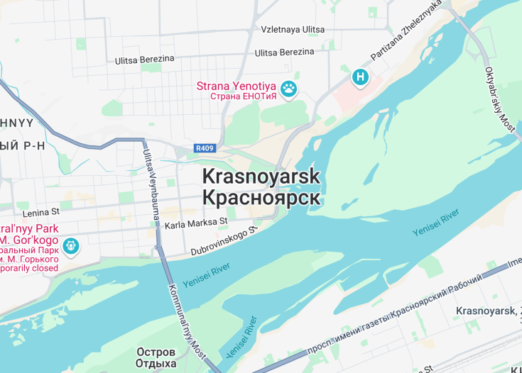 Map of Krasnoyarsk, Russia