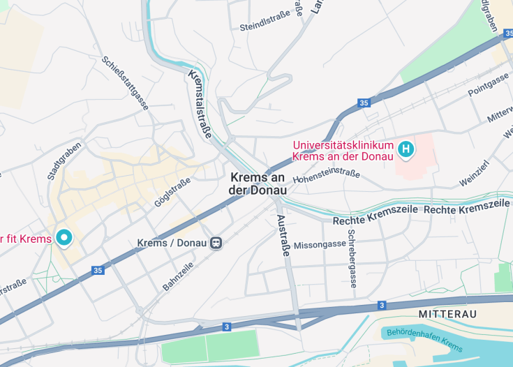 Map of Krems an der Donau, Austria