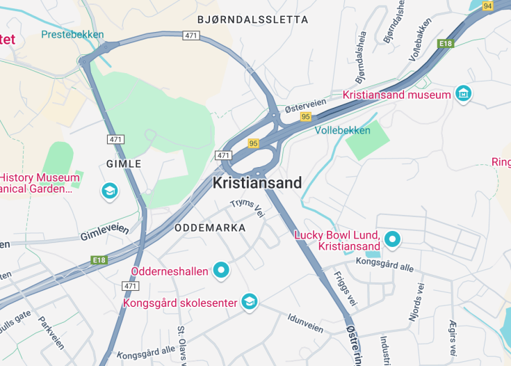 Map of Kristiansand, Norway