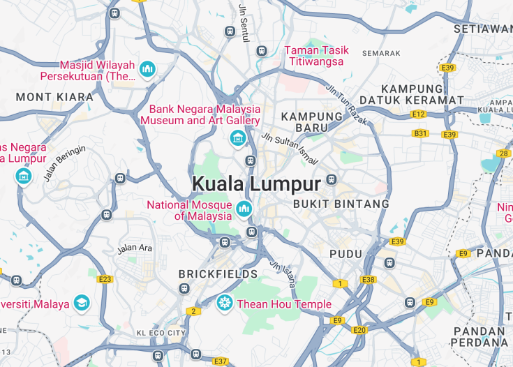 Map of Kuala Lumpur, Indonesia