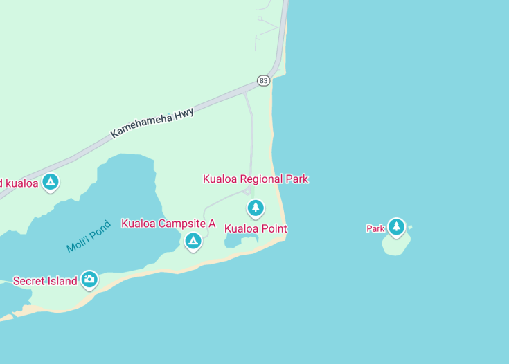 Map of Kualoa Regional Park, Waikane