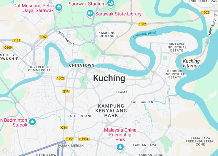 Map of Kuching, Malaysia