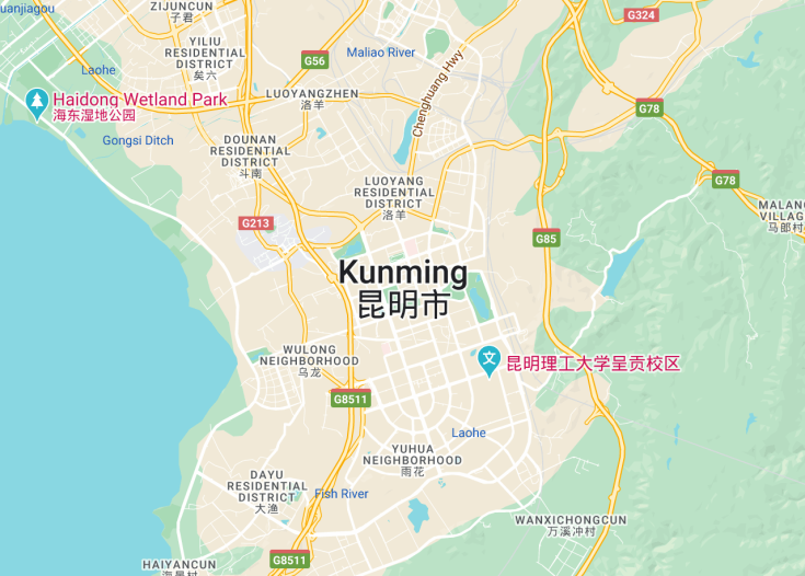 Map of Kunming, China