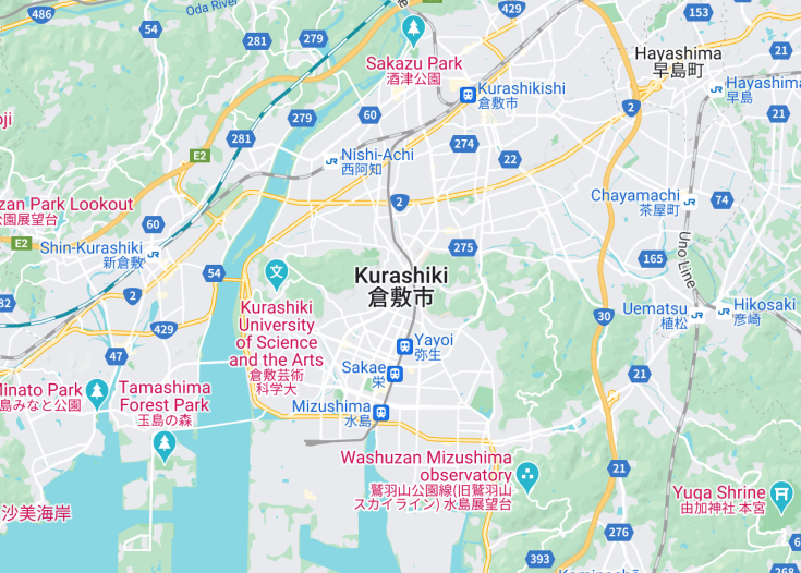 Map of Kurashiki, Japan