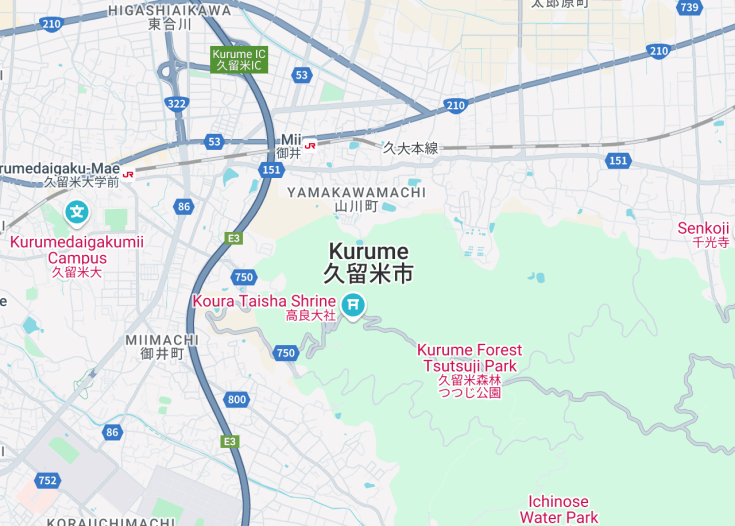 Map of Kurume, Japan