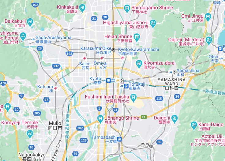 Map of Kyoto, Japan