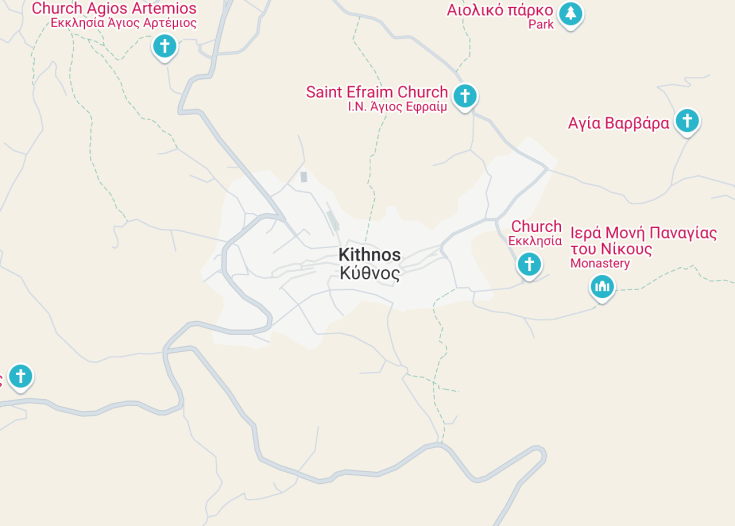 Map of Kythnos, Greece