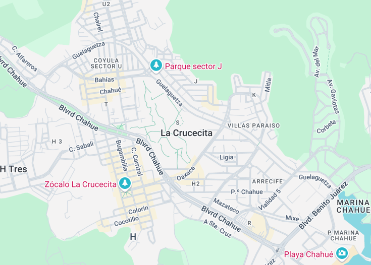 Map of La Crucecita, Mexico