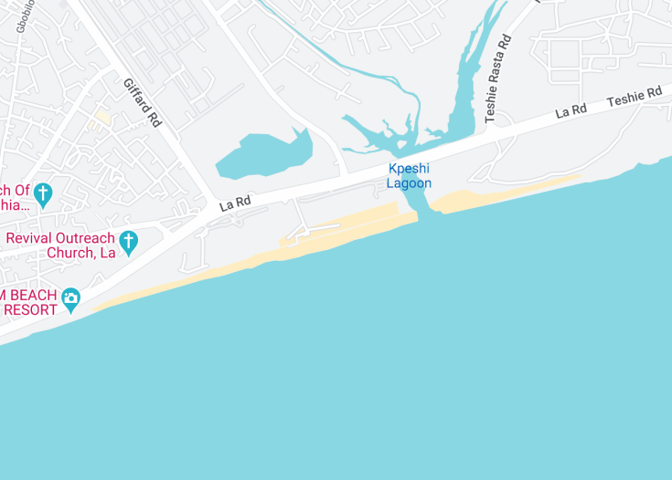 Map of Labadi Pleasure Beach, Accra