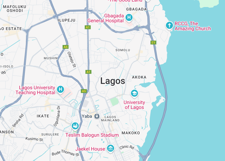 Map of Lagos, Nigeria