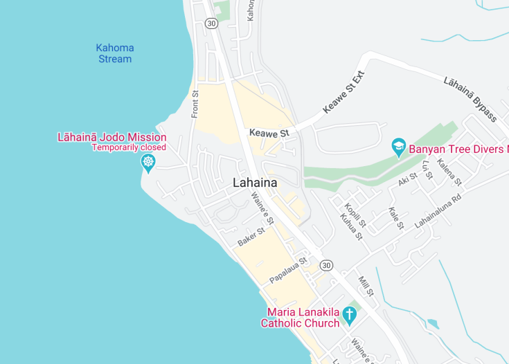 Map of Lahaina, Hawaii (USA)