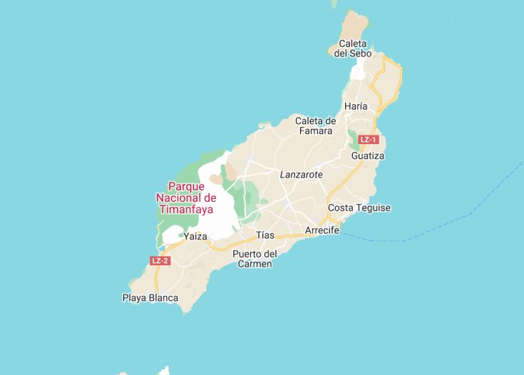 Map of Lanzarote (Canaries, Spain), 