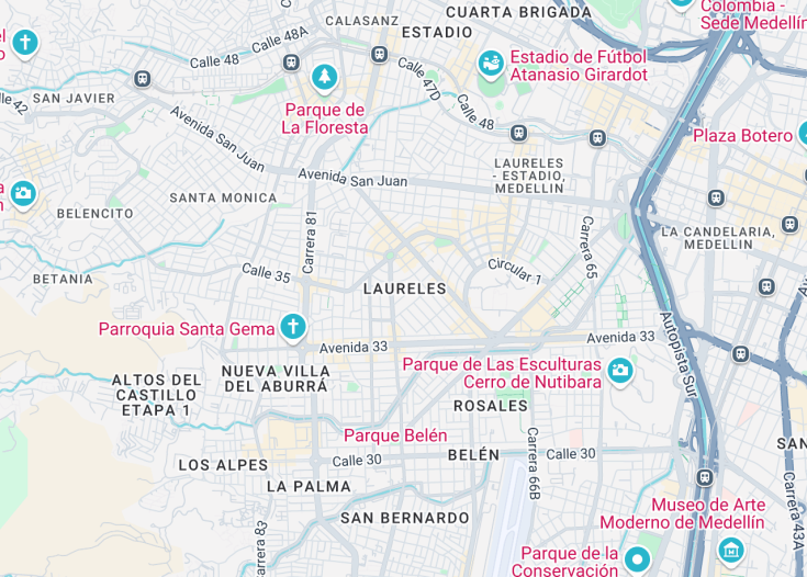 Map of Laureles, Colombia