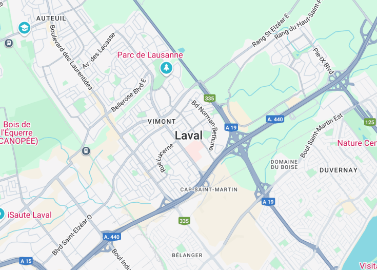 Map of Laval, Canada