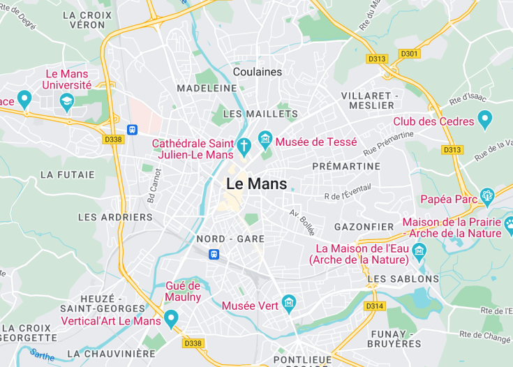 Map of Le Mans, France