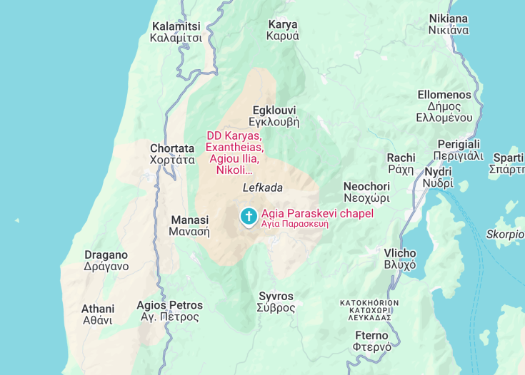 Map of Lefkada, Greece