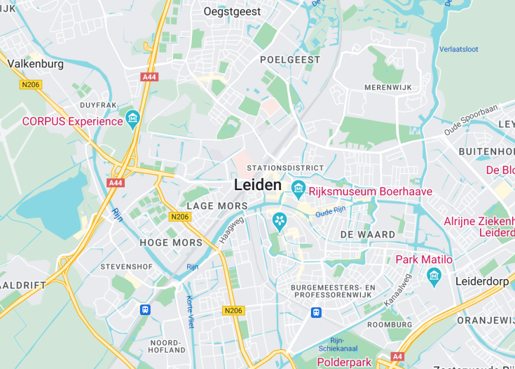 Map of Leiden, Netherlands