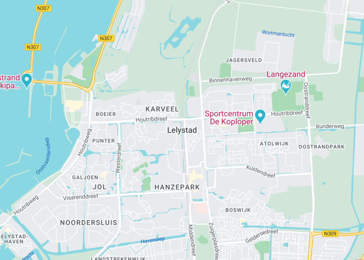 Map of Lelystad, Netherlands