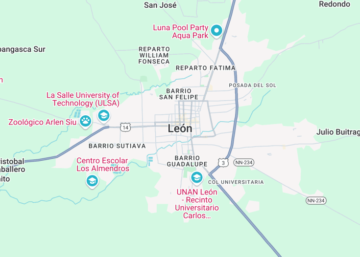 Map of León, Nicaragua