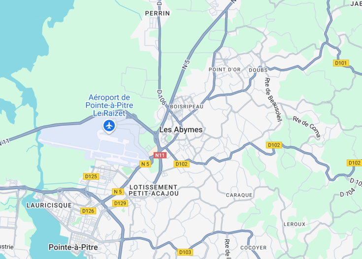 Map of Les Abymes, Guadeloupe (France)